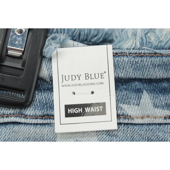 New Judy Blue Jeans Women 15/32 Blue Denim Shining Star Print Cropped Straight - Picture 4 of 13